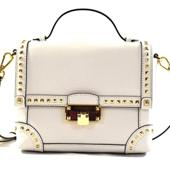 Leather Messenger Bag optical fiber white